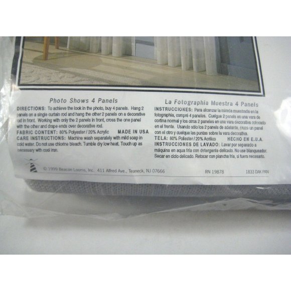 NEW Beacon Looms 1 Panel Curtain Window 58 x 84 Inches Sheers Off White Pattern - Picture 3 of 5